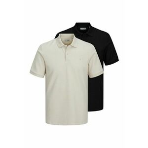 Set de tricouri polo uni - 2 piese - Negru/Alb murdar imagine