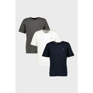 Set de tricouri din bumbac - 3 piese - Alb/Gri inchis/Bleumarin imagine