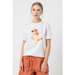 Tricou de bumbac cu imprimeu grafic Sid - Alb/Roz somon/Lila imagine