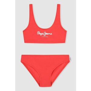 Costum de baie in doua piese cu imprimeu logo - Rosu vermillion imagine