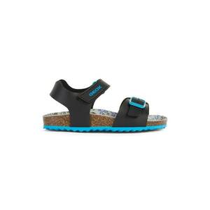 Sandale de piele ecologica cu velcro - Negru/Turcoaz imagine