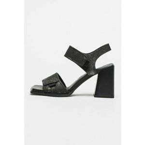 Sandale cu velcro si toc masiv - Negru imagine