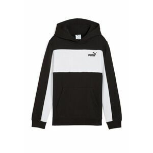 Hanorac cu buzunar kangaroo si model colorblock - Alb/Negru imagine