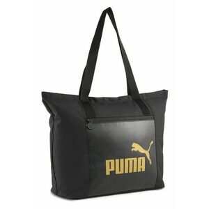 Geanta shopper din material textil cu buzunar frontal cu fermoar - Auriu/Negru imagine