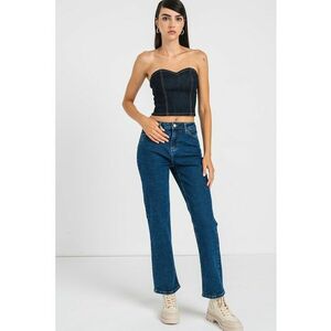 Top crop din denim - Bleumarin imagine