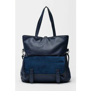Rucsac cu aspect granulat si buzunar cu clapa - Bleumarin imagine
