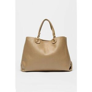 Geanta shopper de piele ecologica cu aspect maramorat - Maro taupe deschis imagine