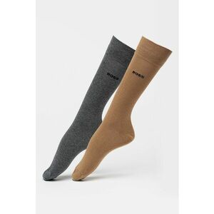Sosete lungi cu logo - 2 perechi - Gri melange/Maro camel imagine