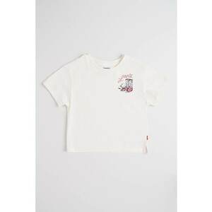 Tricou din amrestec de bumbac cu design grafic - Crem imagine