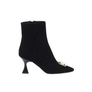 Botine din piele intoarsa cu varf ascutit si strasuri - Negru imagine