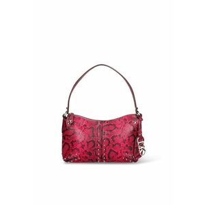 Geanta de piele cu bareta de umar si tinte Serpentea - Fucsia imagine