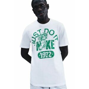 Tricou regular fit cu decolteu la baza gatului si logo - Alb/Verde imagine