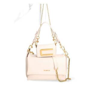 Set de geanta de piele ecologica cu bareta de uamr si geanta crossbody Floriana Prime - Crem imagine