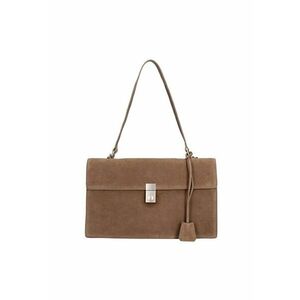 Geanta de piele intoarsa cu bareta de umar Lavinia Chic - Maro taupe imagine