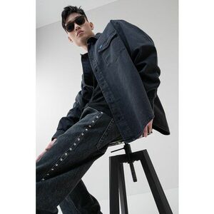 Camasa din chambray cu maneci lungi - Negru stins imagine