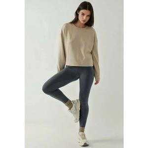 Bluza dama - scurt - maneca lunga - crem natural - jerseu imagine