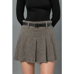 Fusta-pantalon mini plisata - talie inalta - textil imagine