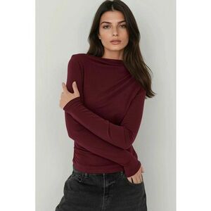 Bluze dama - bluza cu guler barca si detaliu plisat - rosu burgundy - jerseu imagine