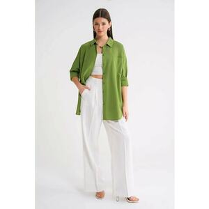 Camasa dama - camasa cu maneca lunga - verde lime - textil - imagine