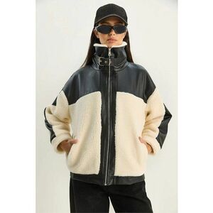 Jacheta oversize piele ecologica - detalii din plus - natural imagine