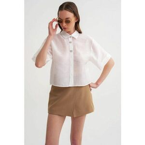 Camasa dama - camasa scurta cu maneca scurta - ivoriu natural - textil imagine