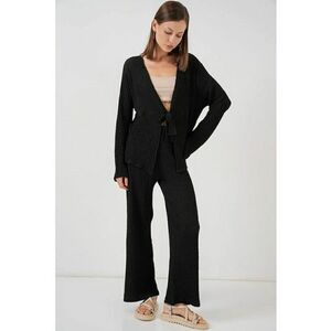Costum dama - set din doua piese - top texturat - negru - jerseu imagine
