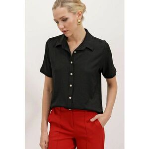 Camasa dama - camasa cu maneca scurta - slim fit - negru - jerseu imagine