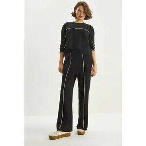 Costum coordonat din doua piese - dungi - talie inalta - negru - jerseu imagine