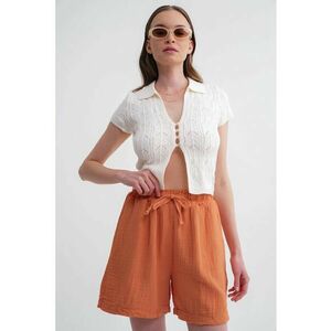 Pantaloni scurti - bumbac texturat - portocaliu aprins imagine