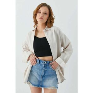 Camasa dama - poplin oversize - culoare naturala - material textil imagine