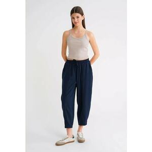 Pantaloni dama - cu snur - bleumarin - textil imagine