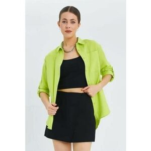 Camasa dama - camasa cu maneca lunga - verde lime - textil imagine