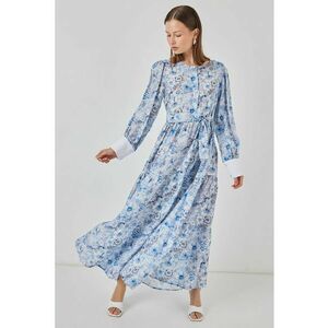 Rochie Maxi - model cu nasturi - albastru maya - amestec de viscoza imagine