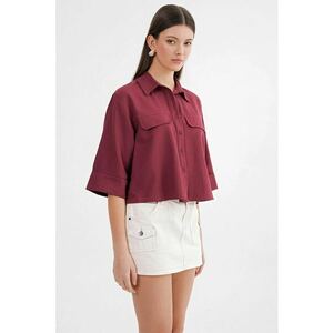 Camasa dama - camasa scurta - bumbac - rosu burgund imagine