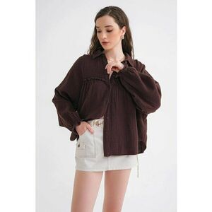 Camasa dama - texturata din bumbac - maro cafea - textil imagine