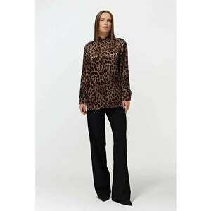 Camasa din satin - imprimeu leopard - maro cafea - textil imagine