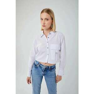 Camasa scurta detaliu buzunar - alb prafuit - textil imagine
