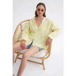 Camasa dama - bluza cu maneca lunga - croiala lejera - galben chihlimbar - textil imagine