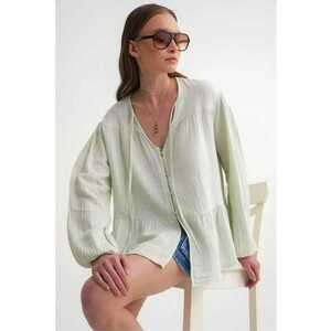 Camasa dama - bluza cu maneca lunga - croiala lejera - verde pin - textil imagine