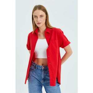 Camasa dama - Slim Fit - rosu - textil imagine