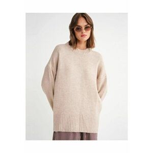 Pulovere dama - pulover supradimensionat - bej natural - textil - imagine