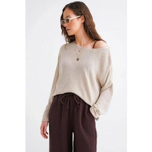 Pulover tricotat oversize - umeri cazuti - gri - imagine