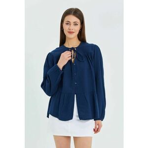 Camasa dama - bluza cu maneca lunga - croiala relaxata - albastru marin - textil imagine