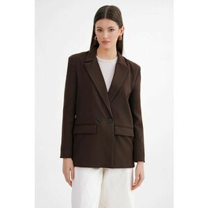 Sacou dama - blazer cu maneca lunga - maro cafea - textil imagine