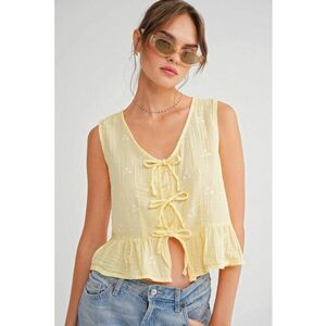 Maiou dama - bluza scurta texturata - galben lamaie - textil imagine