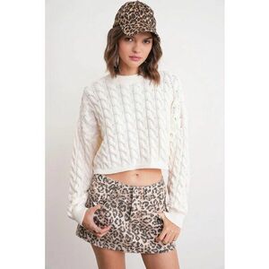 Pulover dama - Tricot - Alb - Guler rotund - imagine