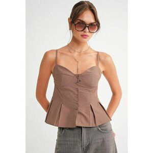 Maiou dama - guler in forma de inima - nasturi - maro mocha - textil imagine