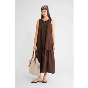 Rochie Maxi detalii cu volane - maro - textil imagine