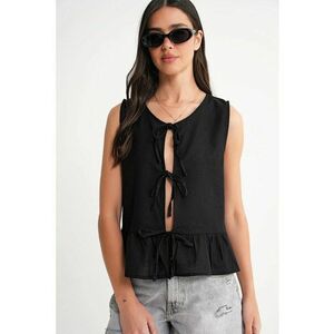 Maiou dama - cu volane - negru - textil imagine