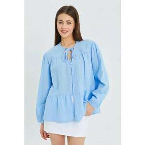 Camasa dama - bluza cu maneca lunga - croiala relaxata - albastru deschis - textil imagine